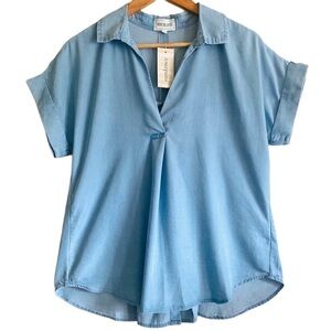 SUNDANCE 4OUR DREAMERS Tencel Bamboo Chambray Lightweight Casual Top Sz XS NWT